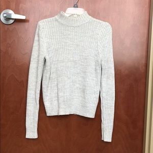 Grey knit mock neck sweater